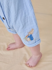 JoJo Maman Bébé Blue Peter Rabbit™ Cheesecloth Button Front 100% Cotton Romper - Image 2 of 6