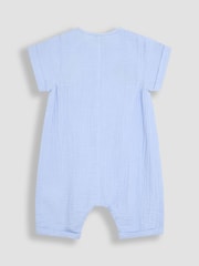 JoJo Maman Bébé Blue Peter Rabbit™ Cheesecloth Button Front 100% Cotton Romper - Image 5 of 6