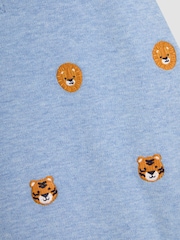 JoJo Maman Bébé Blue Lion & Tiger Embroidered Polo Shirt Bodysuit - Image 3 of 3