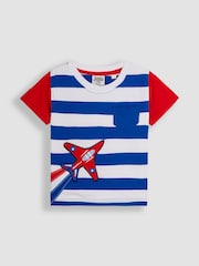 JoJo Maman Bébé Red Arrows Appliqué Stripe T-Shirt - Imagen 1 de 3