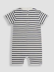 JoJo Maman Bébé Navy Blue Stripe Bug Dino Scene Romper - Image 2 of 3