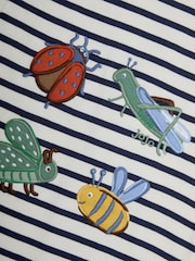JoJo Maman Bébé Navy Blue Stripe Bug Dino Scene Romper - Image 3 of 3