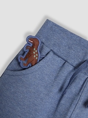 JoJo Maman Bébé Blue Marl Dino Fitted Appliqué Joggers - Image 3 of 3