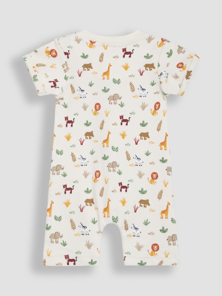 JoJo Maman Bébé Ecru Cream Safari 2-Pack Romper - Image 5 of 5