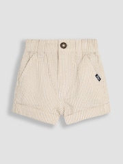JoJo Maman Bébé Natural Stone Seersucker Stripe Shorts - Image 1 of 3