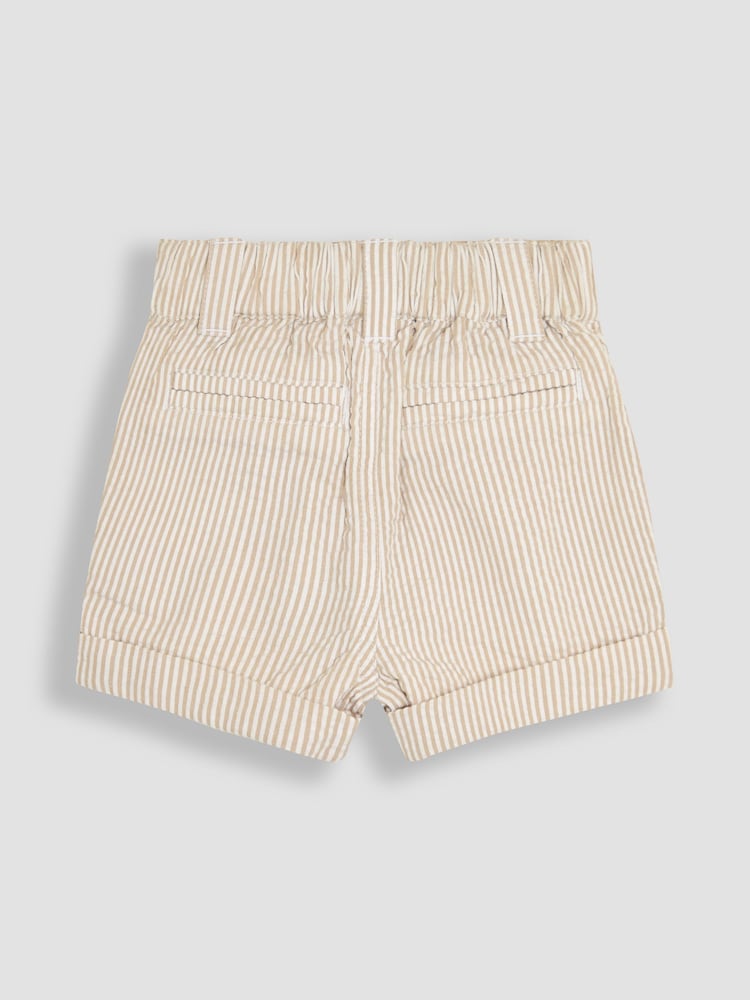 JoJo Maman Bébé Natural Stone Seersucker Stripe Shorts - Image 2 of 3