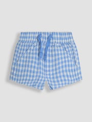 JoJo Maman Bébé Blue Check Textured Gingham Shorts - Image 1 of 3