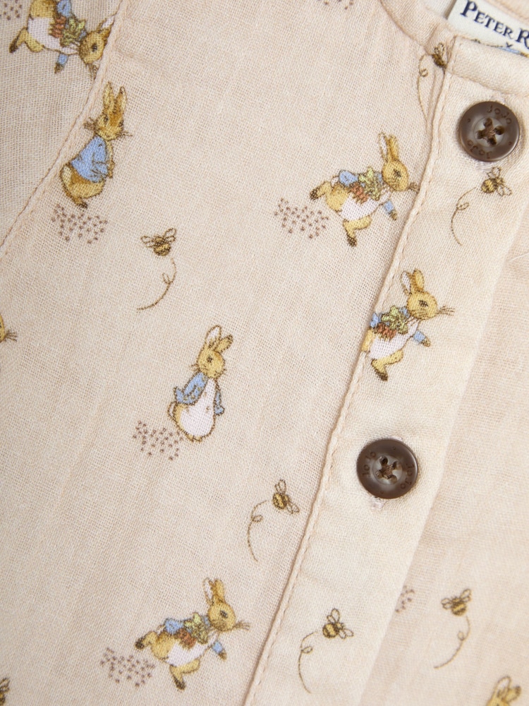 JoJo Maman Bébé Stone Peter Rabbit™ Cheesecloth Button Front Romper - Image 3 of 3