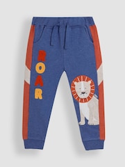 JoJo Maman Bébé Blue Marl Lion Fitted Appliqué Joggers - Image 1 of 4