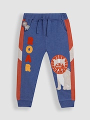 JoJo Maman Bébé Blue Marl Lion Fitted Appliqué Joggers - Image 3 of 4