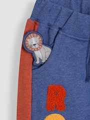 JoJo Maman Bébé Blue Marl Lion Fitted Appliqué Joggers - Image 4 of 4
