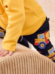 JoJo Maman Bébé Navy Blue Construction Fitted Appliqué Joggers - Image 5 of 6