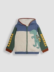 JoJo Maman Bébé Natural TRex Appliqué Reversible Hoodie - Image 2 of 7