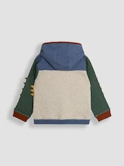 JoJo Maman Bébé Natural TRex Appliqué Reversible Hoodie - Image 3 of 7
