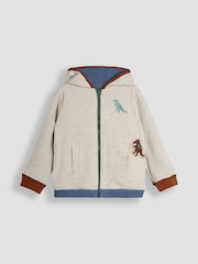 JoJo Maman Bébé Natural TRex Appliqué Reversible Hoodie - Image 4 of 7