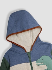 JoJo Maman Bébé Natural TRex Appliqué Reversible Hoodie - Image 6 of 7