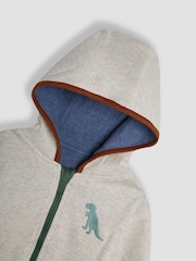 JoJo Maman Bébé Natural TRex Appliqué Reversible Hoodie - Image 7 of 7