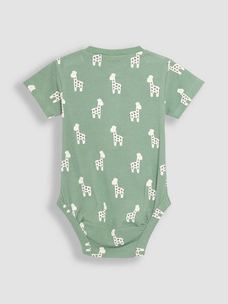 JoJo Maman Bébé Green Giraffe 2-Piece Ribbed Bodysuit & Shorts Set - Image 3 of 5