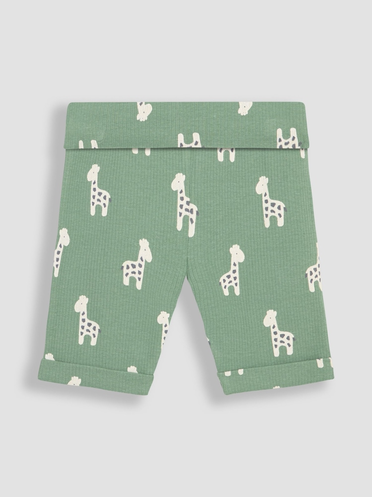 JoJo Maman Bébé Green Giraffe 2-Piece Ribbed Bodysuit & Shorts Set - Image 4 of 5