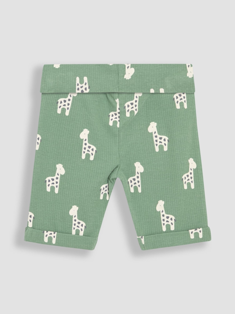 JoJo Maman Bébé Green Giraffe 2-Piece Ribbed Bodysuit & Shorts Set - Image 5 of 5