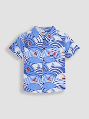 JoJo Maman Bébé Blue Boat Short Sleeve Shirt - Image 1 of 3