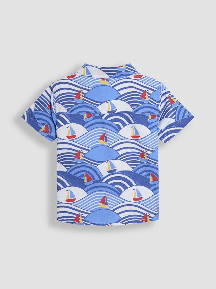 JoJo Maman Bébé Blue Boat Short Sleeve Shirt - Image 2 of 3