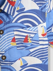 JoJo Maman Bébé Blue Boat Short Sleeve Shirt - Image 3 of 3
