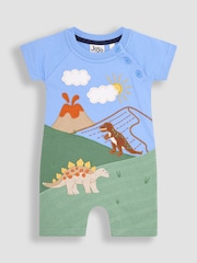 JoJo Maman Bébé Blue Dino Scene Romper - Image 1 of 3