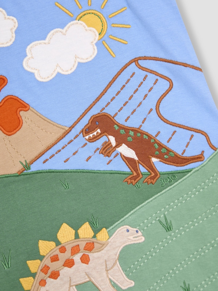 JoJo Maman Bébé Blue Dino Scene Romper - Image 3 of 3