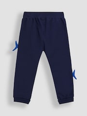 JoJo Maman Bébé Navy Blue Shark Fitted Appliqué Joggers - Image 4 of 7