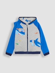 JoJo Maman Bébé Grey Shark Appliqué Reversible Hoodie - Image 2 of 9