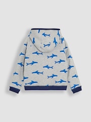 JoJo Maman Bébé Grey Shark Appliqué Reversible Hoodie - Image 6 of 9