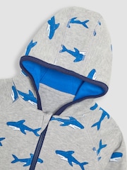 JoJo Maman Bébé Grey Shark Appliqué Reversible Hoodie - Image 9 of 9