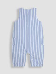 JoJo Maman Bébé Blue Stripe Button Front Romper - Image 2 of 3