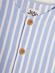 JoJo Maman Bébé Blue Stripe Button Front Romper - Image 3 of 3
