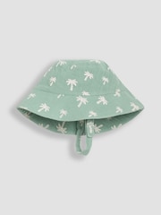 JoJo Maman Bébé Khaki Green Palm Tree 2-Piece Cheesecloth Palm Tree Romper & Hat Set - Image 5 of 5
