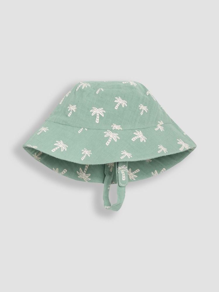 JoJo Maman Bébé Khaki Green Palm Tree 2-Piece Cheesecloth Palm Tree Romper & Hat Set - Image 5 of 5