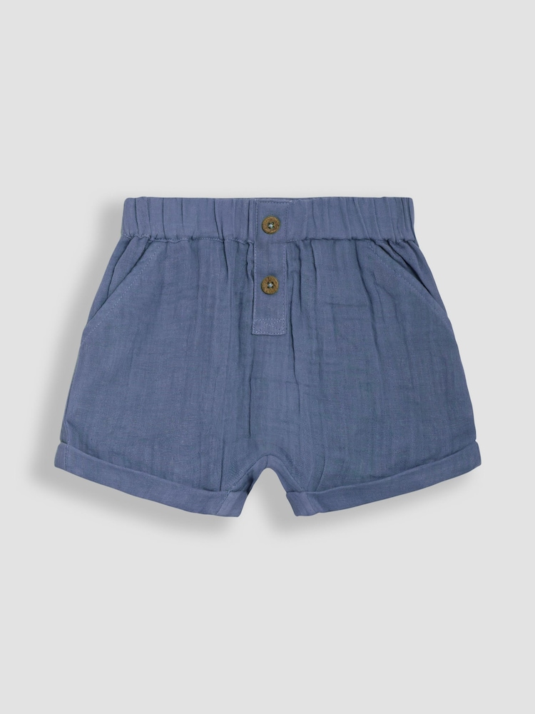 JoJo Maman Bébé Royal Blue & Navy Blue 2-Pack Cheesecloth Shorts - Image 2 of 5