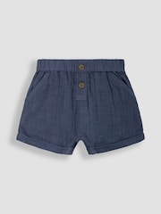 JoJo Maman Bébé Royal Blue & Navy Blue 2-Pack Cheesecloth Shorts - Image 4 of 5
