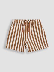 JoJo Maman Bébé Mustard Stripe & Solid Blue 2-Pack Stripe Jogger Shorts - Image 2 of 7