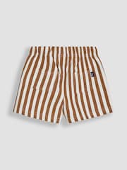 JoJo Maman Bébé Mustard Stripe & Solid Blue 2-Pack Stripe Jogger Shorts - Image 6 of 7