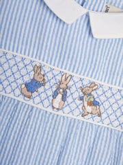 JoJo Maman Bébé Blue Embroidered Smock Romper - Image 3 of 3