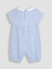JoJo Maman Bébé Blue Embroidered Smock Romper - Image 4 of 5