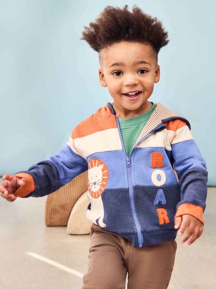 JoJo Maman Bébé Denim Lion Appliqué Reversible Hoodie - Image 1 of 16