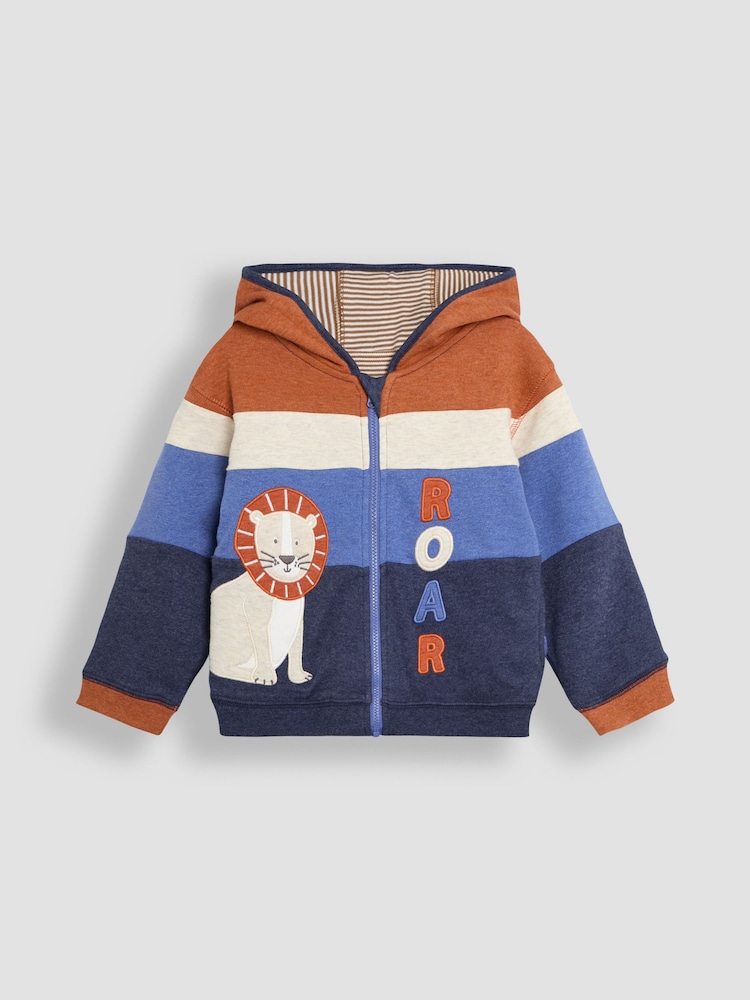 JoJo Maman Bébé Denim Lion Appliqué Reversible Hoodie - Image 10 of 16