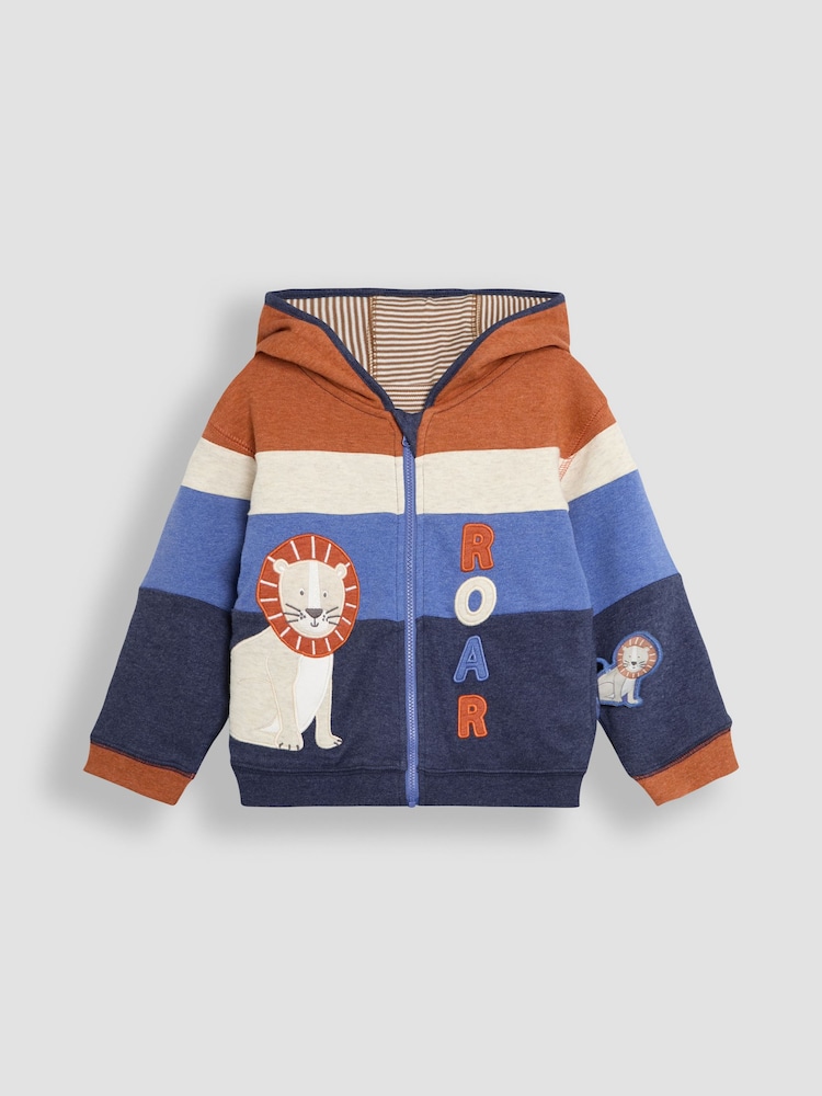 JoJo Maman Bébé Denim Lion Appliqué Reversible Hoodie - Image 11 of 16