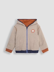 JoJo Maman Bébé Denim Lion Appliqué Reversible Hoodie - Image 13 of 16