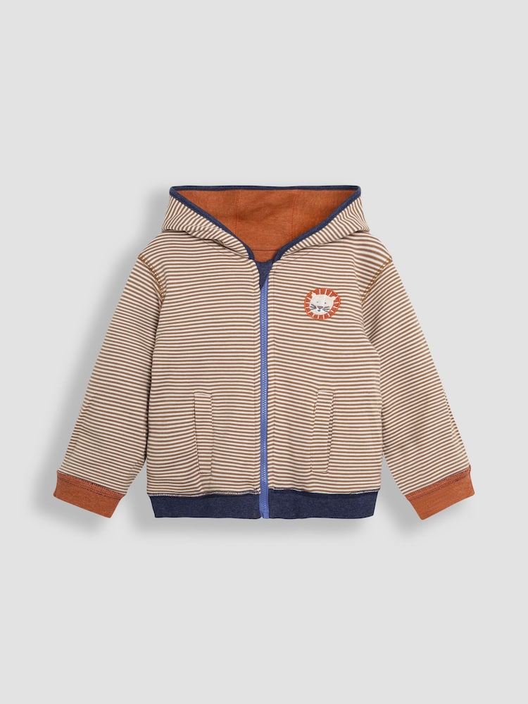 JoJo Maman Bébé Denim Lion Appliqué Reversible Hoodie - Image 13 of 16