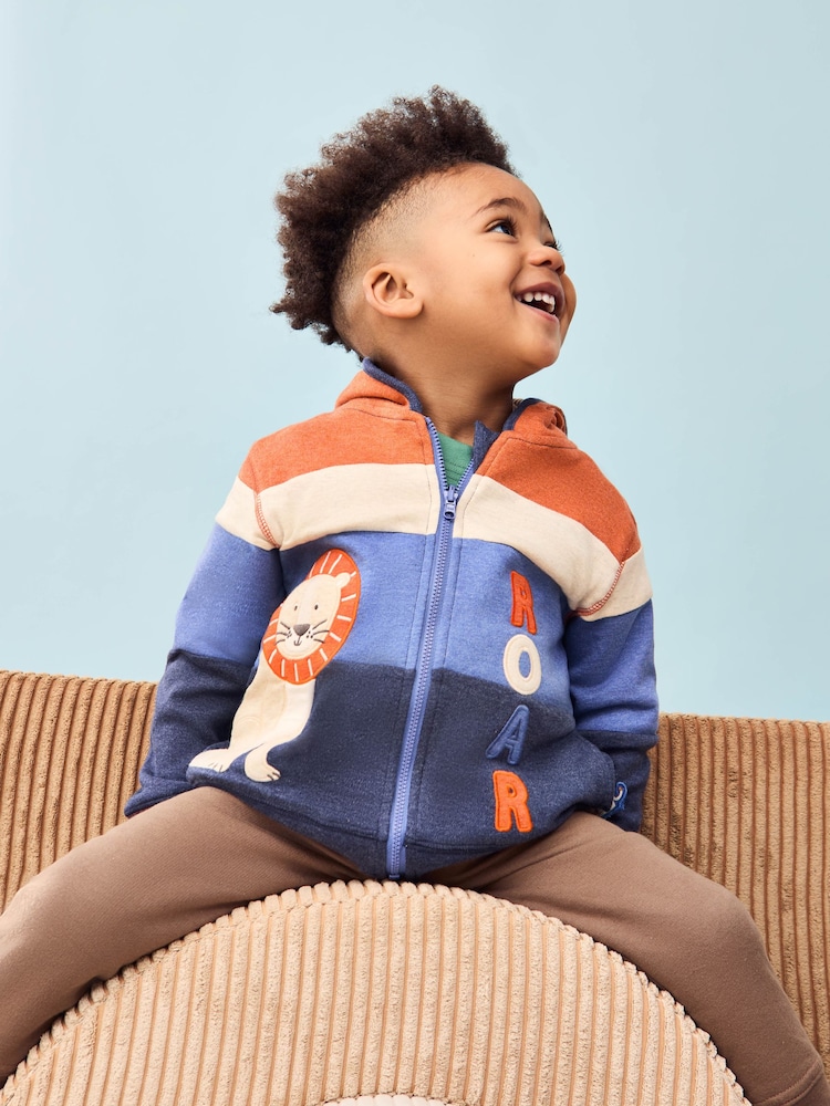 JoJo Maman Bébé Denim Lion Appliqué Reversible Hoodie - Image 3 of 16