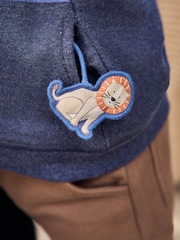 JoJo Maman Bébé Denim Lion Appliqué Reversible Hoodie - Image 8 of 16